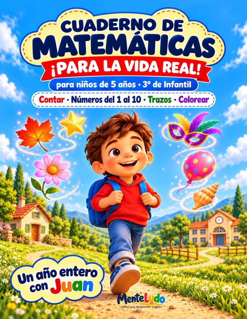 Portada del Cuaderno de Matemáticas para la vida real, para niños de 5 años